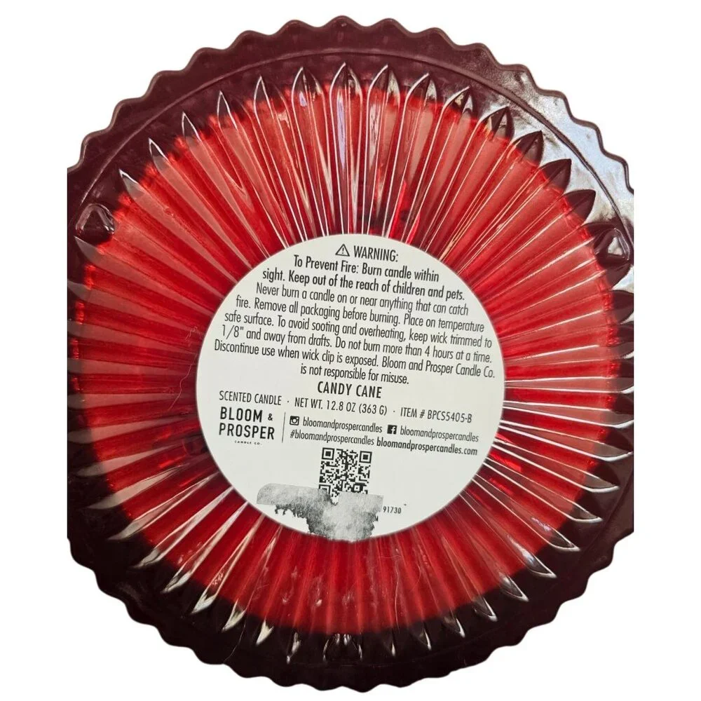 Bloom and Prosper Candy Cane Scented Christmas Holiday Red Candle 12.8 oz NEW - Picture 5 of 5